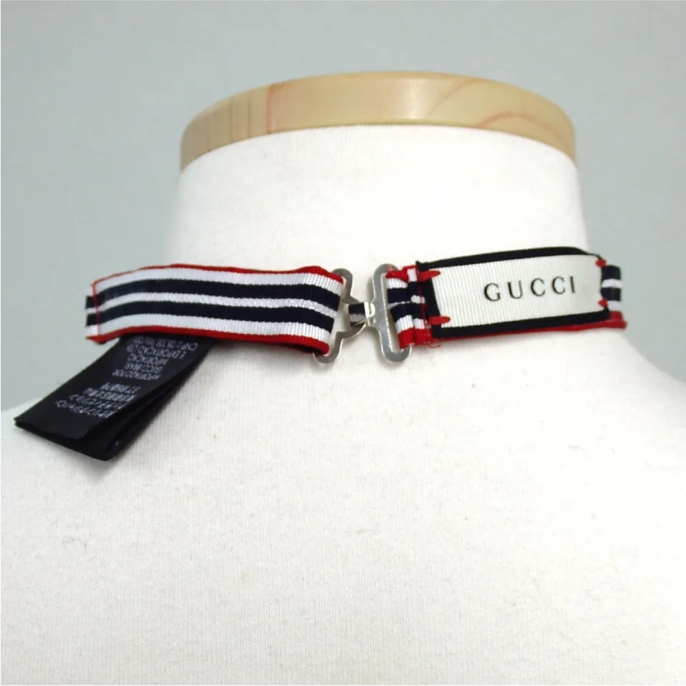 Gucci Red, White, and Blue Striped Bow Choker - Picture 2 of 9